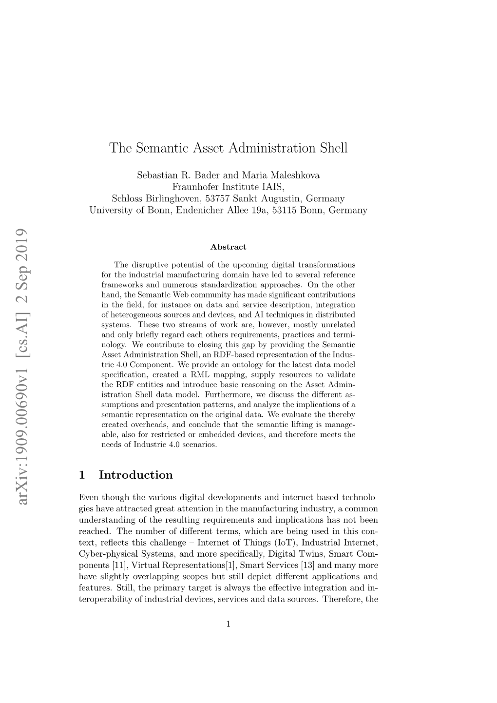 The Semantic Asset Administration Shell