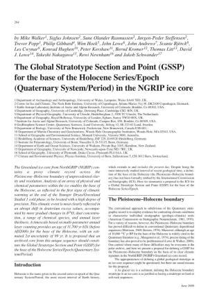 For the Base of the Holocene Series/Epoch (Quaternary System/Period) in the NGRIP Ice Core