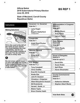 Carroll County Republican Ballot