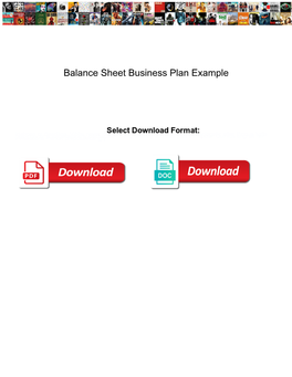 Balance Sheet Business Plan Example