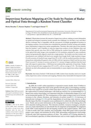 Impervious Surfaces Mapping at City Scale by Fusion of Radar and Optical Data Through a Random Forest Classiﬁer