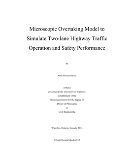 Microscopic Overtaking Model to Simulate Two-Lane Highway Traffic Operation and Safety Performance