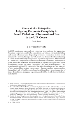 Litigating Corporate Complicity in Israeli Violations of International Law in the U.S