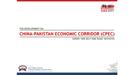 China-Pakistan Economic Corridor (Cpec) Under ‘One Belt-One Road’ Initiative