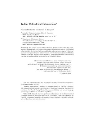 Indian Calendrical Calculations∗