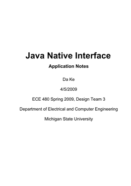 Java Native Interface Application Notes