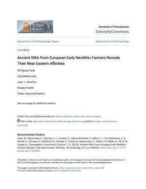 Ancient DNA from European Early Neolithic Farmers Reveals Their Near Eastern Affinities