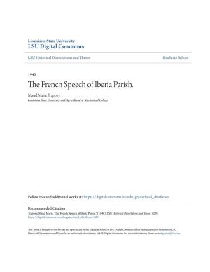 The French Speech of Iberia Parish