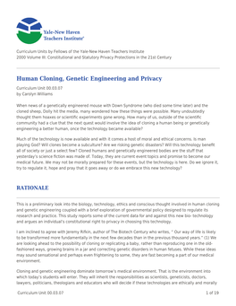 Human Cloning, Genetic Engineering and Privacy