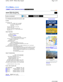 Airnav.Com 2009. FAA Information Effective 07/02/2009 Re Willow Run