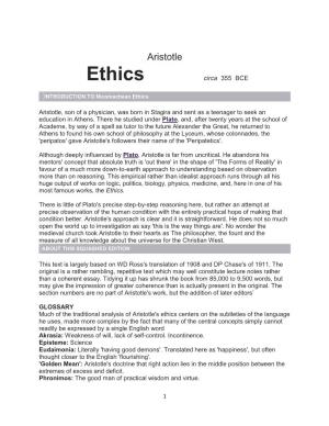 Ethics Circa 355 BCE