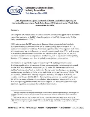 CCIA Comments in ITU CWG-Internet OTT Open Consultation.Pdf