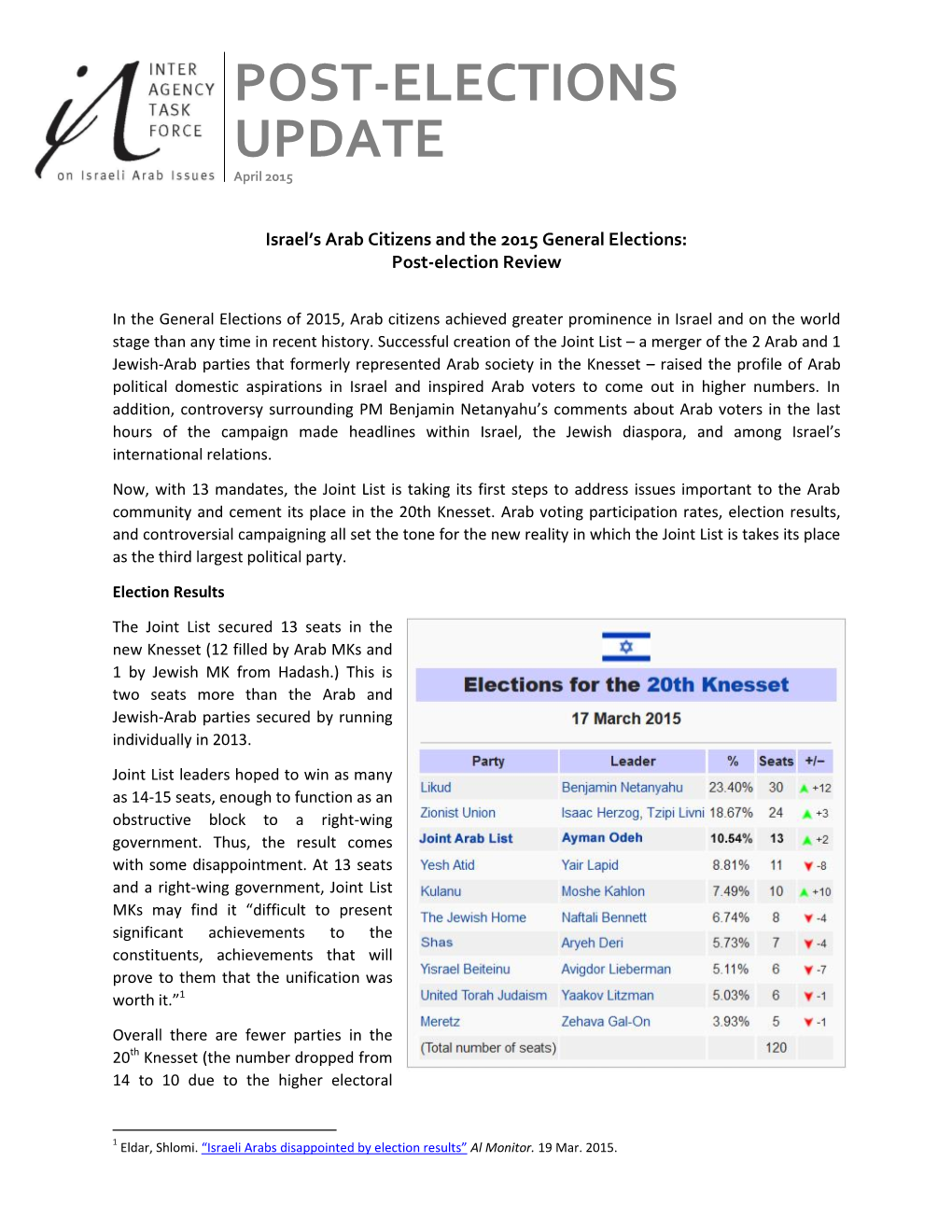 POST-ELECTIONS UPDATE April 2015