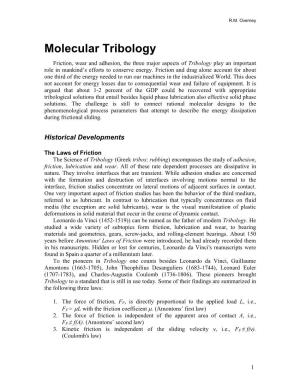 Molecular Tribology