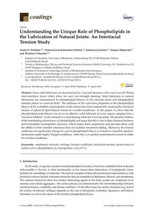 Understanding the Unique Role of Phospholipids in the Lubrication of Natural Joints: an Interfacial Tension Study