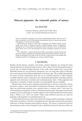 Chapter 7. Mineral Pigments: the Colourful Palette of Nature