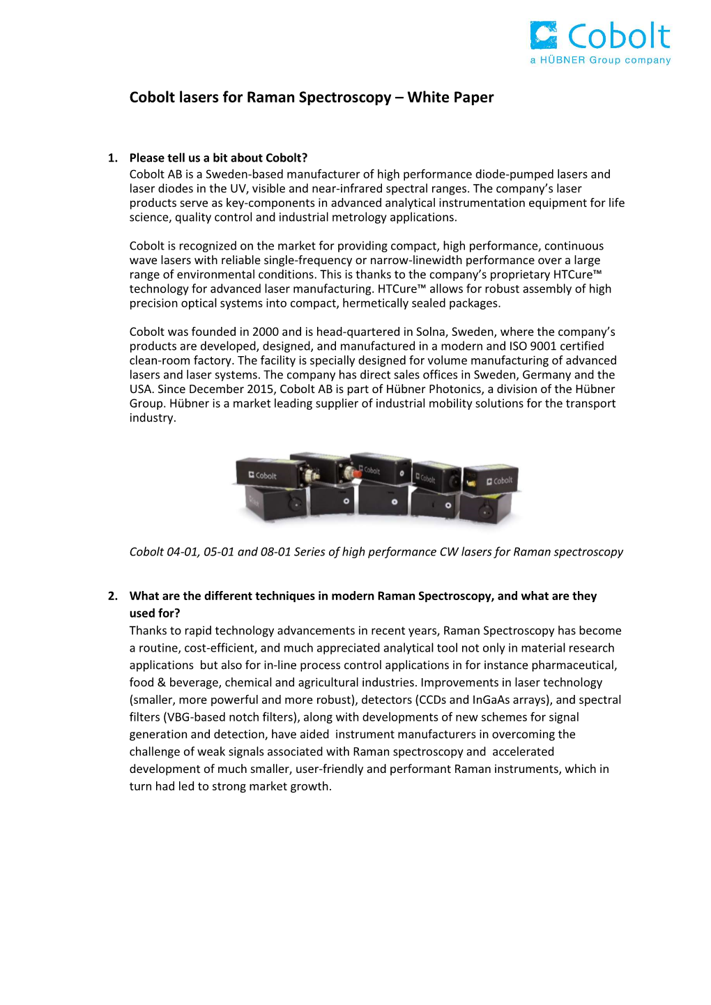 Cobolt Lasers for Raman Spectroscopy – White Paper