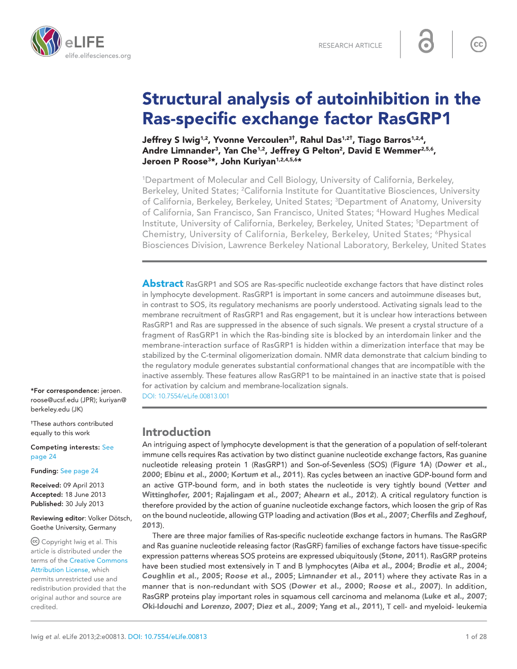 Structural Analysis of Autoinhibition in the Ras-Specific Exchange Factor