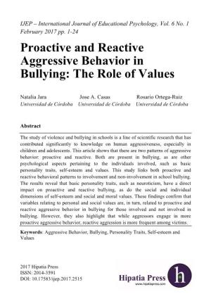 Proactive and Reactive Aggressive Behavior in Bullying: the Role of Values