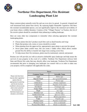 Northstar Fire Department, Fire Resistant Landscaping Plant List