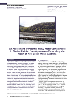 An Assessment of Potential Heavy Metal Contaminants in Bivalve Shellfish from Aquaculture Zones Along the Coast of New South Wales, Australia