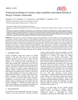 Numerical Modeling of Volcanic Slope Instability and Related Hazards at Pacaya Volcano, Guatemala