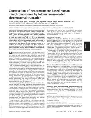 Construction of Neocentromere-Based Human Minichromosomes by Telomere-Associated Chromosomal Truncation