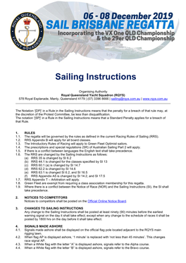 Sailing Instructions