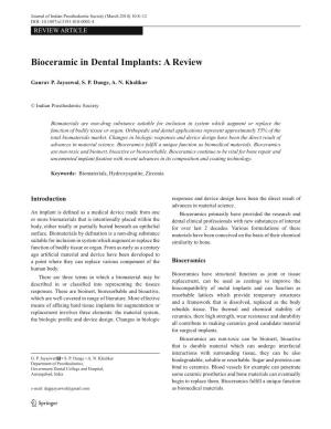 Bioceramic in Dental Implants: a Review