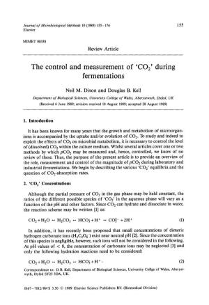 The Control and Measurement of 'CO 2' During Fermentations