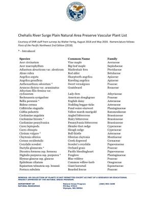 Chehalis River Surge Plain Vascular Plant List