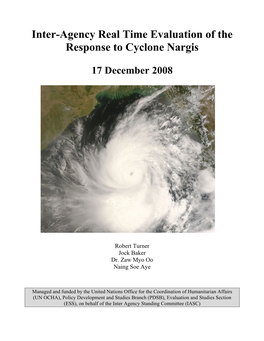 Inter-Agency Real Time Evaluation of the Response to Cyclone Nargis