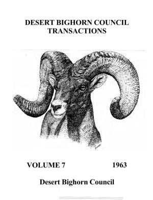 Desert Bighorn Council Transactions Volume 7 1963