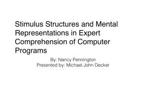 Stimulus Structures and Mental Representations in Expert Comprehension of Computer Programs By: Nancy Pennington Presented By: Michael John Decker Author & Journal