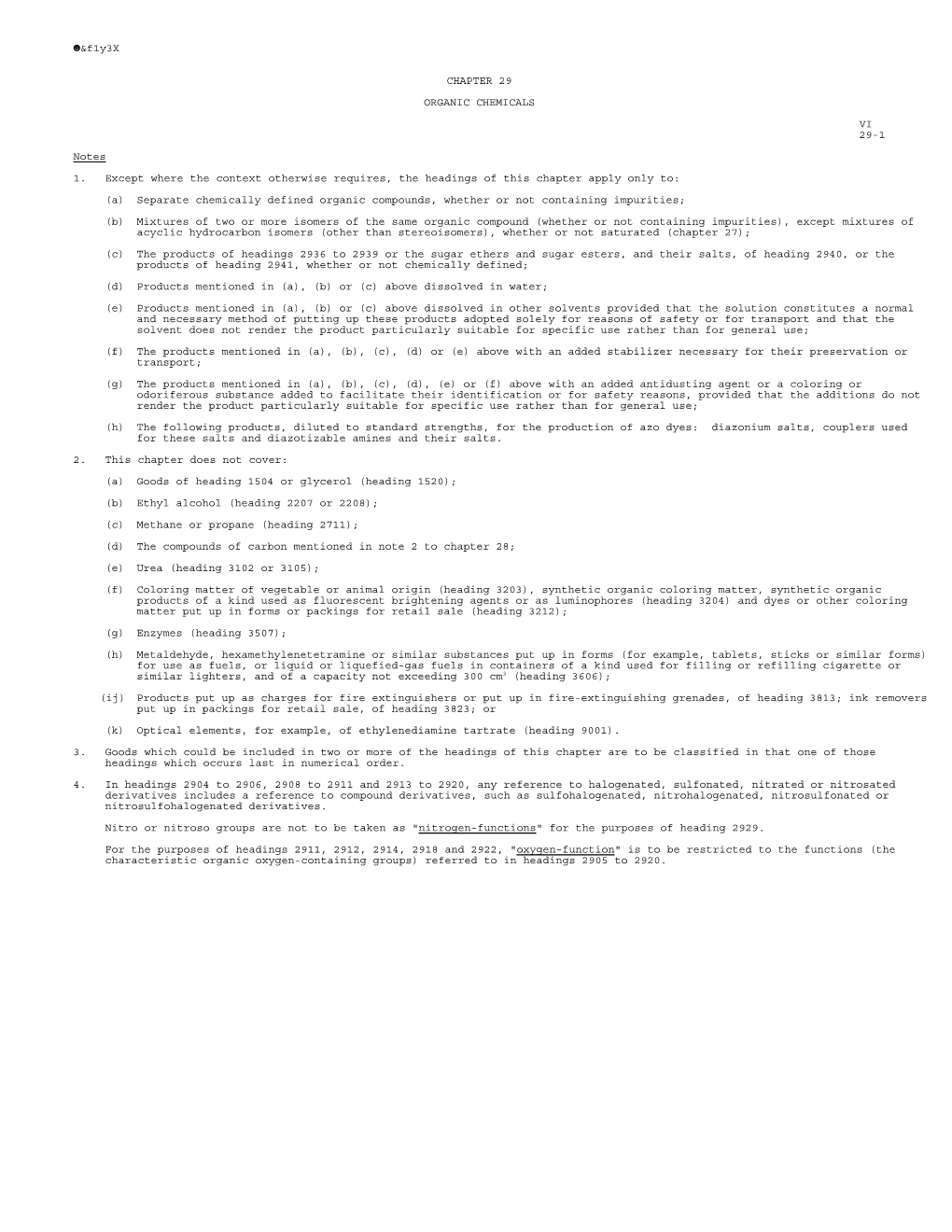 F1y3x CHAPTER 29 ORGANIC CHEMICALS VI 29-1 Notes 1