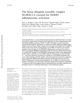 The Linear Ubiquitin Assembly Complex (LUBAC) Is Essential for NLRP3 Inflammasome Activation