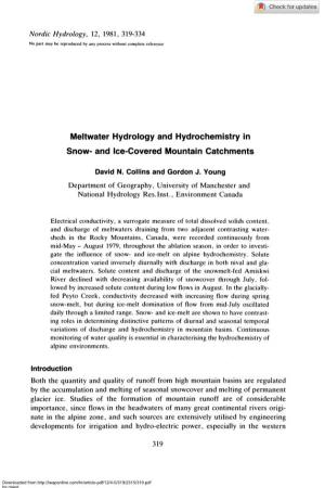 Meltwater Hydrology and Hydrochemistry in Snow- and Ice-Covered Mountain Catchments