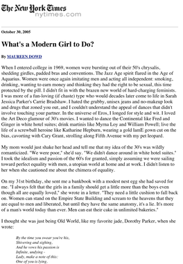 What's a Modern Girl to Do?
