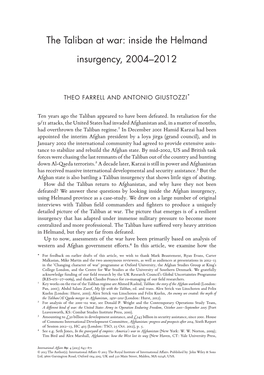 The Taliban at War: Inside the Helmand Insurgency, 2004–2012