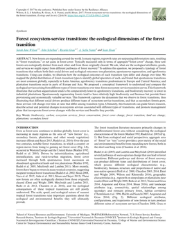 Forest Ecosystem-Service Transitions: the Ecological Dimensions of the Forest Transition