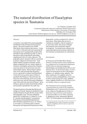 The Natural Distribution of Eucalyptus Species in Tasmania