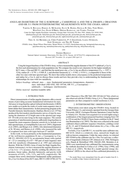 Angular Diameters of the G Subdwarf Cassiopeiae a And