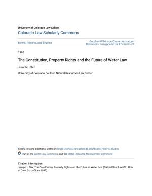 The Constitution, Property Rights and the Future of Water Law