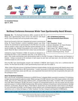 Northeast Conference Announces Winter Team Sportsmanship Award Winners