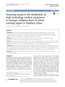 Assessing Equity in the Distribution of High-Technology Medical Equipment