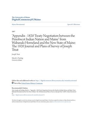 "Appendix : 1820 Treaty Negotiation Between the Penobscot Indian