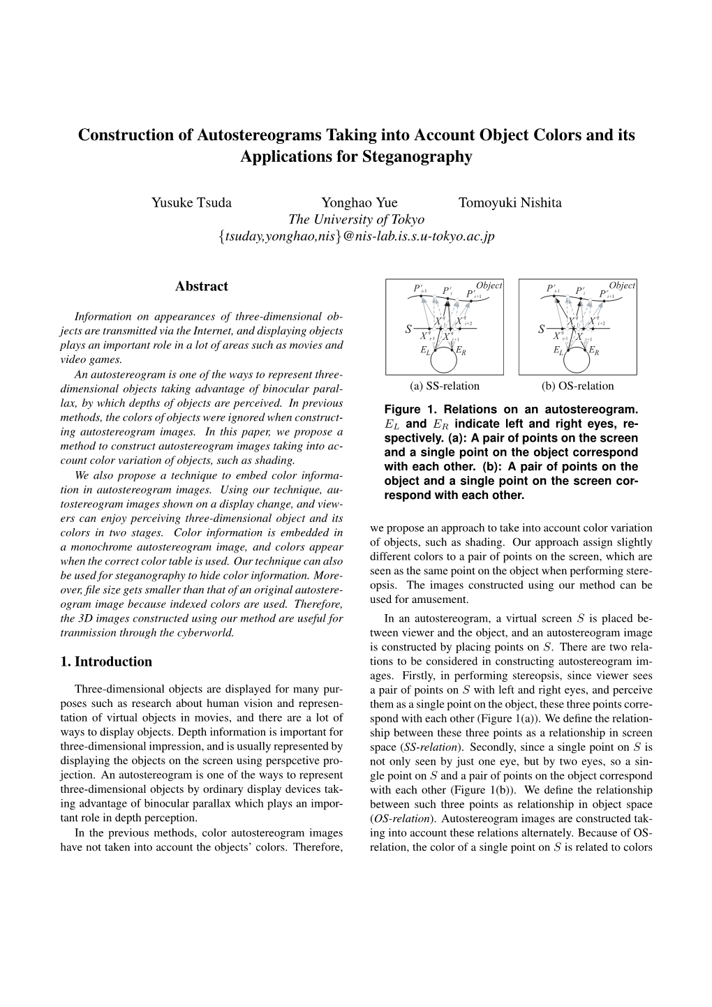 Construction of Autostereograms Taking Into Account Object Colors and Its Applications for Steganography