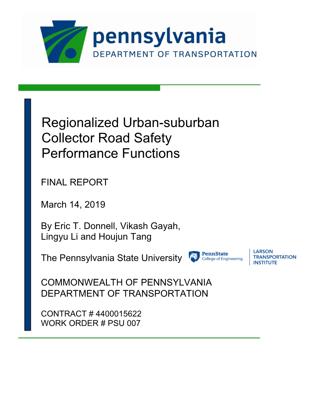 Regionalized Urban-Suburban Collector Road Safety Performance Functions