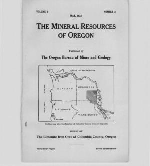 The Limonite Iron Ores of Columbia County, Oregon