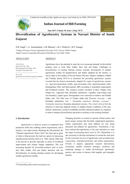 Diversification of Agroforestry Systems in Navsari District of South Gujarat